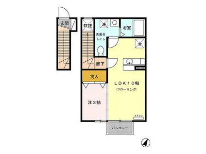 ア・レーズコート(1LDK/2階)の間取り写真