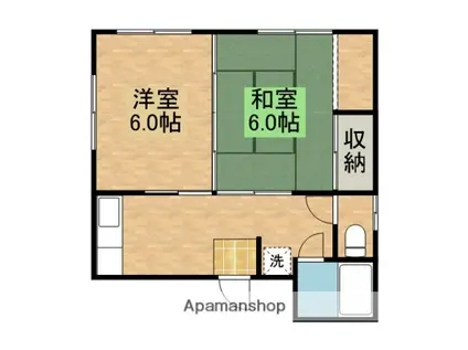 大畑ハイツ(2K/2階)の間取り写真