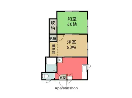 コスモハイツ(2K/2階)の間取り写真