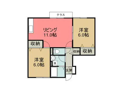 セジュール菖蒲(2LDK/1階)の間取り写真