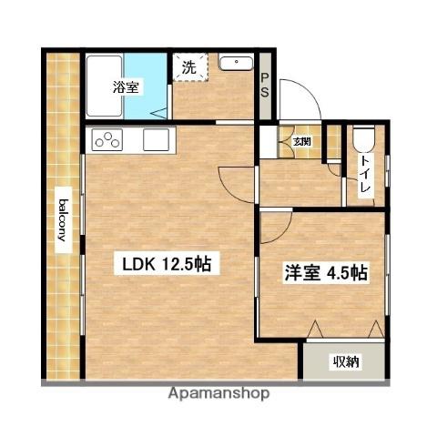 拓栄アパートB(1LDK/1階)の間取り写真