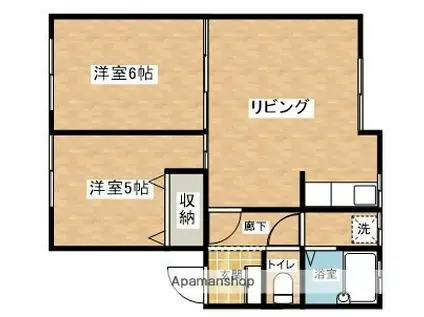 FEEL MIHARA 2(2LDK/2階)の間取り写真