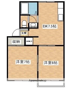 フェアステージ新城(2DK/1階)の間取り写真