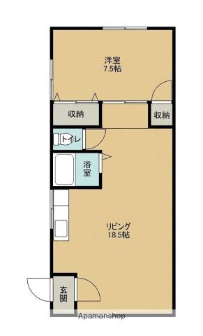 ポートハイツ南(1LDK/2階)の間取り写真