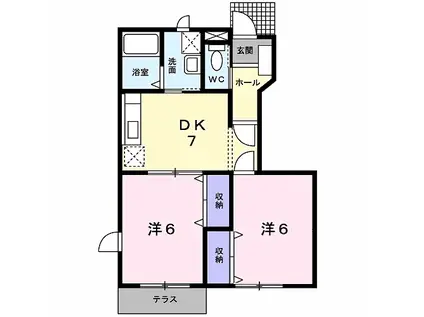 プラッツ手形山(2DK/1階)の間取り写真