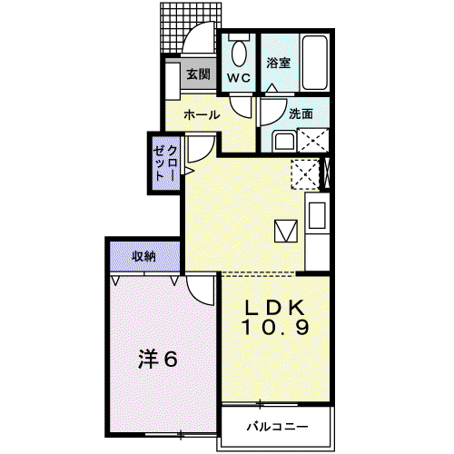 ベルソレイユⅠ(1LDK/1階)の間取り写真
