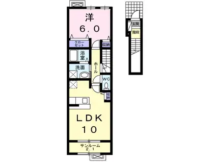 プロムナードハイツA(1LDK/2階)の間取り写真
