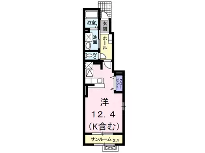 アベンチィーノⅠ(ワンルーム/1階)の間取り写真