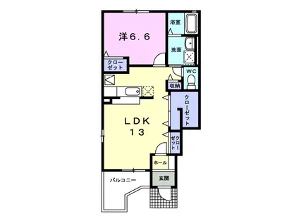 サンライズB(1LDK/1階)の間取り写真