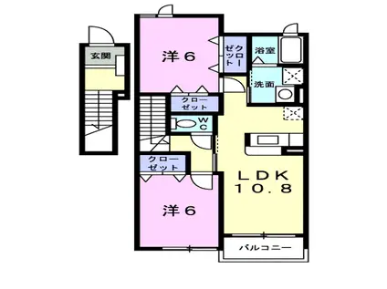 グラース華A(2LDK/2階)の間取り写真