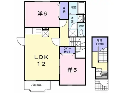 サンパティークK A(2LDK/2階)の間取り写真
