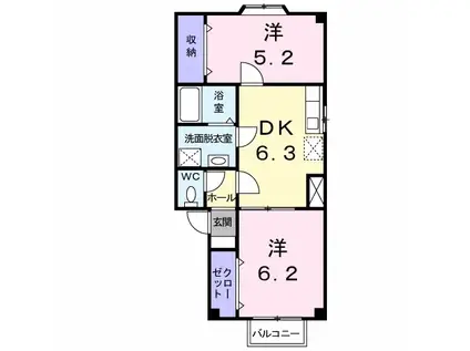 コンフォール21(2DK/1階)の間取り写真