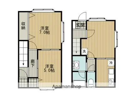 メゾネット里(3K/1階)の間取り写真