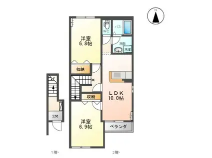 フローラ(2LDK/2階)の間取り写真