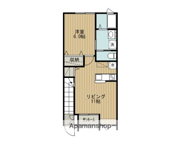 COCOGRAND 南通 A(1LDK/2階)の間取り写真