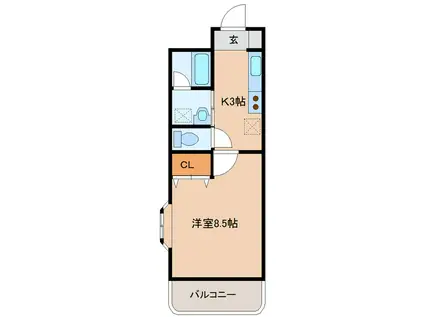 ロワジールKⅡ(1K/3階)の間取り写真