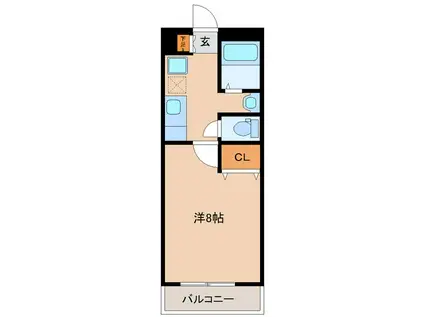 エクシアS(1K/3階)の間取り写真