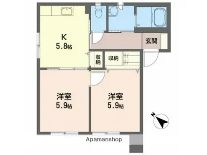 ガーデンハイツ(2K/1階)の間取り写真