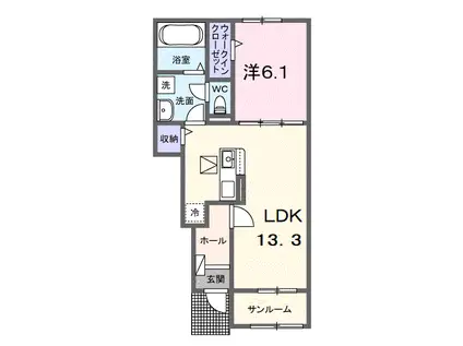 ヌーベルコートR(1LDK/1階)の間取り写真