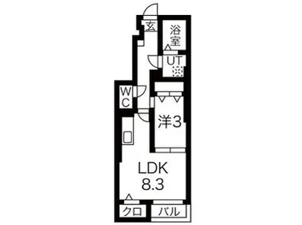 ラ・ベル・シャンブル(1LDK/1階)の間取り写真