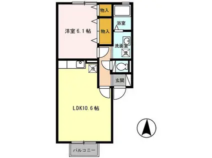 クラレンスホワイト Ⅰ・Ⅱ(1LDK/2階)の間取り写真