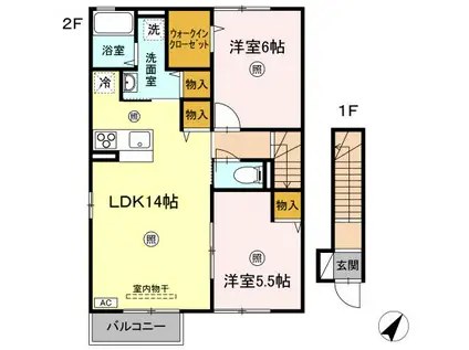 LUPINUS(2LDK/2階)の間取り写真