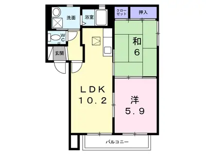 ピエス赤井A(2LDK/1階)の間取り写真