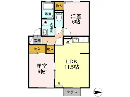 ロイヤルキャステージA(2LDK/1階)の間取り写真