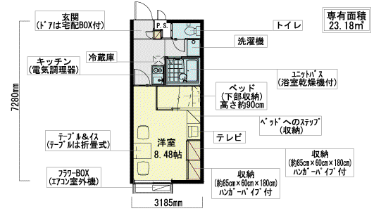 レオパレスサーシャ(1K/2階)の間取り写真