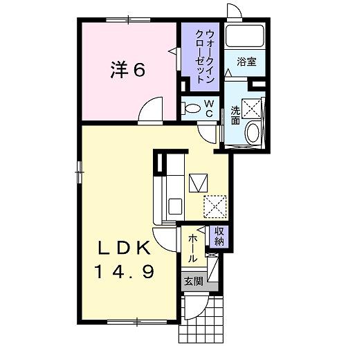 セゾンデレコルトⅡ(1LDK/1階)の間取り写真