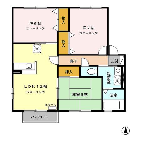 ロイヤルタウン広面B(3LDK/2階)の間取り写真