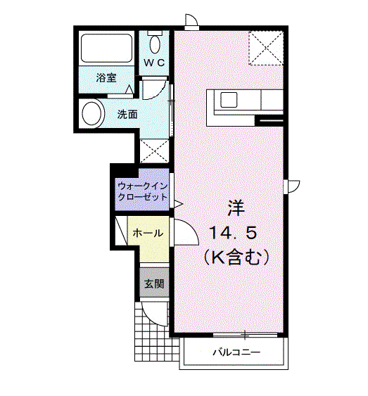プリムローズ3(ワンルーム/1階)の間取り写真