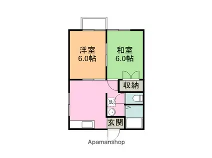 羽越本線 羽後本荘駅 バス乗車時間:10分 整備工場前バス停で下車 徒歩10分 2階建 築30年(2DK/2階)の間取り写真