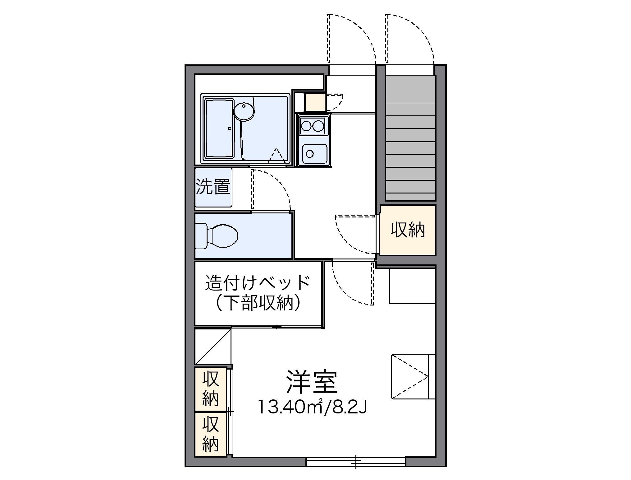 レオパレス西部(1K/1階)の間取り写真