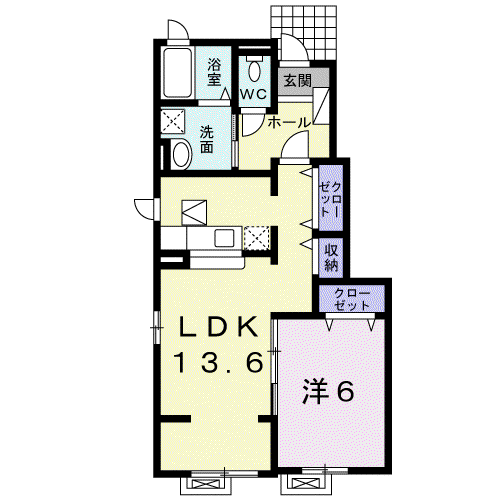サンライズ3(1LDK/1階)の間取り写真