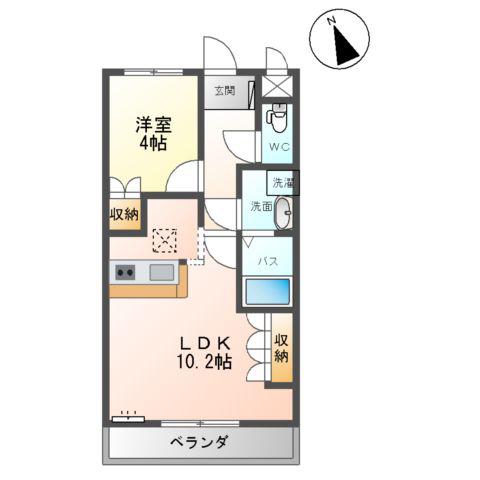 グランガーデン田尻野(1LDK/1階)の間取り写真
