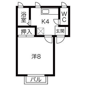 北上線 柳原駅(岩手) 徒歩9分 2階建 築29年(1K/2階)の間取り写真