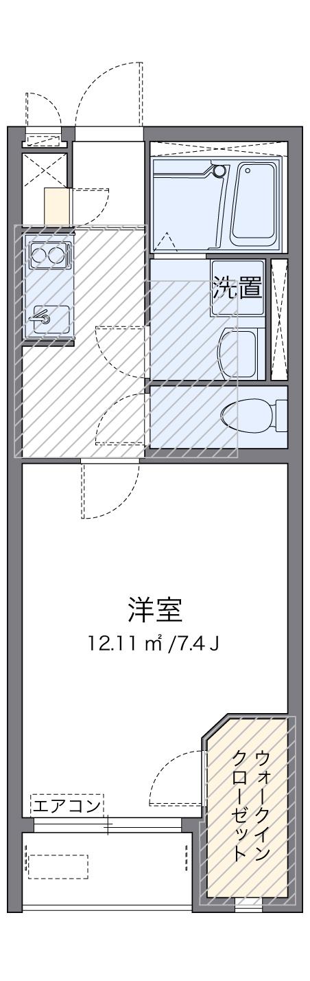 ミランダシュライン宮内(1K/2階)の間取り写真