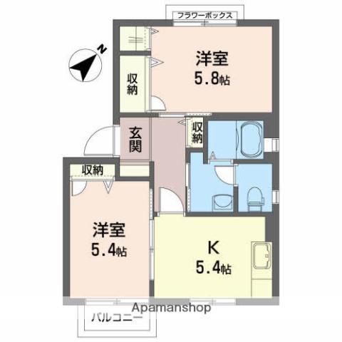 アクアロードⅢ(2K/1階)の間取り写真