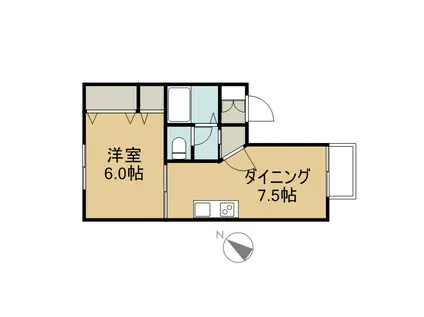 シャインパーク楢山(1DK/1階)の間取り写真