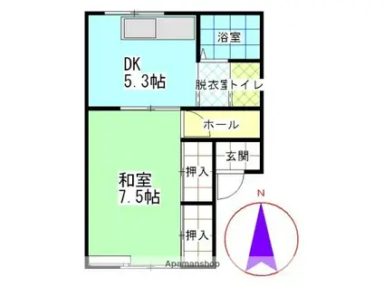 COURTパンプトン(1DK/2階)の間取り写真