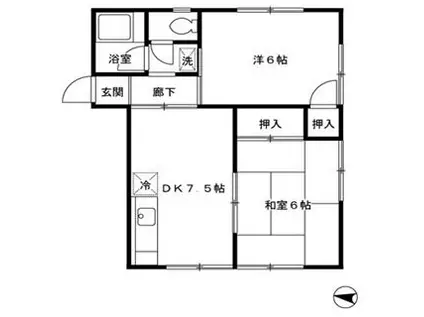 レジデンスK(2DK/2階)の間取り写真