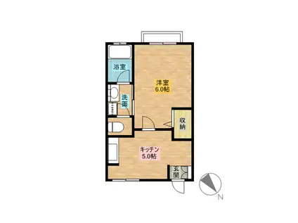 パステルハイムスリー瀬川(1DK/2階)の間取り写真