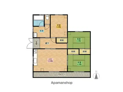 ロイヤルマンション(3LDK/4階)の間取り写真