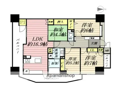 エイルマンション広面レガーロ(4LDK/8階)の間取り写真