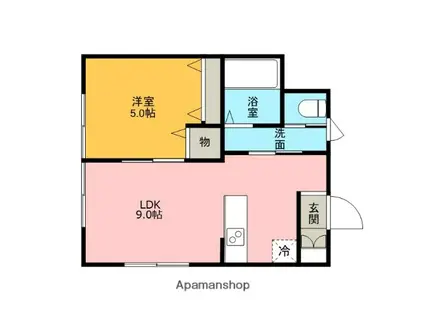 サンヴィレッジ山王(1LDK/1階)の間取り写真
