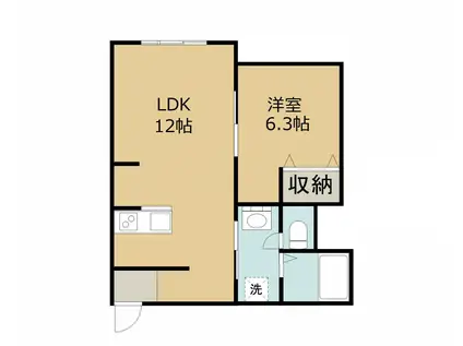 ピアシティ山王(1LDK/1階)の間取り写真