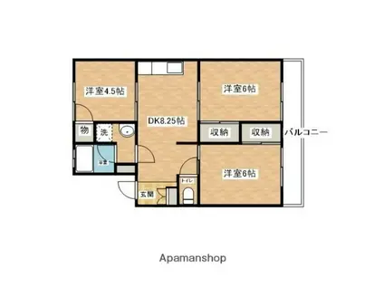 シャルム八橋(3DK/2階)の間取り写真