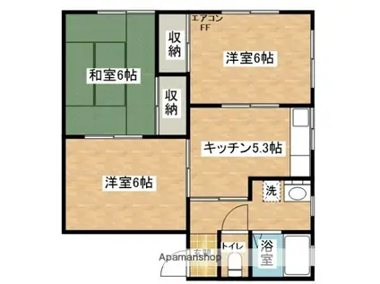 パープルⅡ(3K/2階)の間取り写真