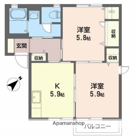 アクアロード 1(2K/2階)の間取り写真